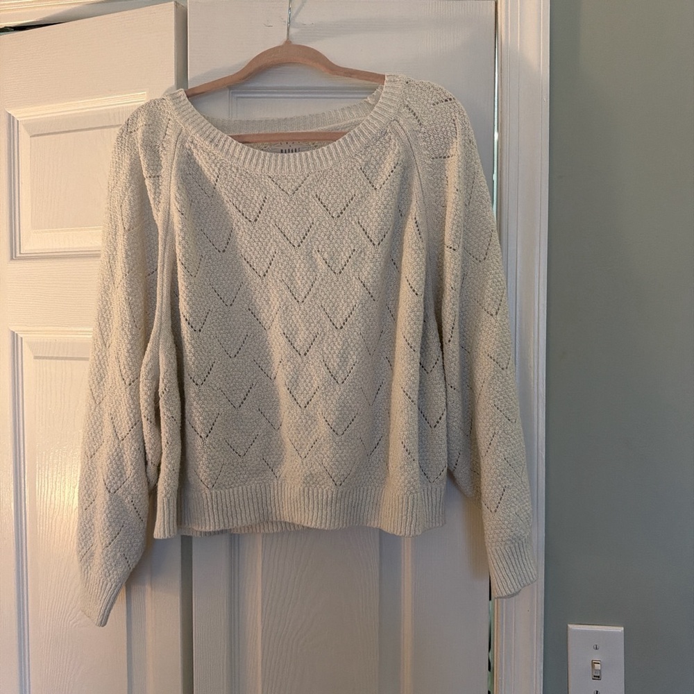 Wander Cream Pointelle Knit Sweater – Cozy Cottagecore Pullover M/L